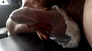 White nylon cumshot